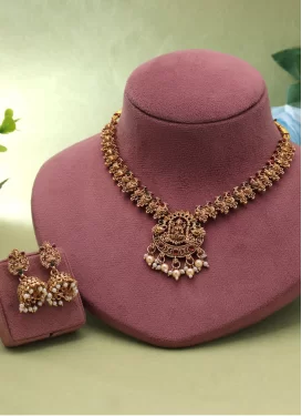 Multi Colour Gold Rodium Polish Beads Work Necklace Set