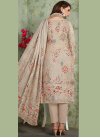 Muslin Embroidered Pant Style Suit in Beige - 1