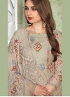 Muslin Embroidered Pant Style Suit in Beige - 2