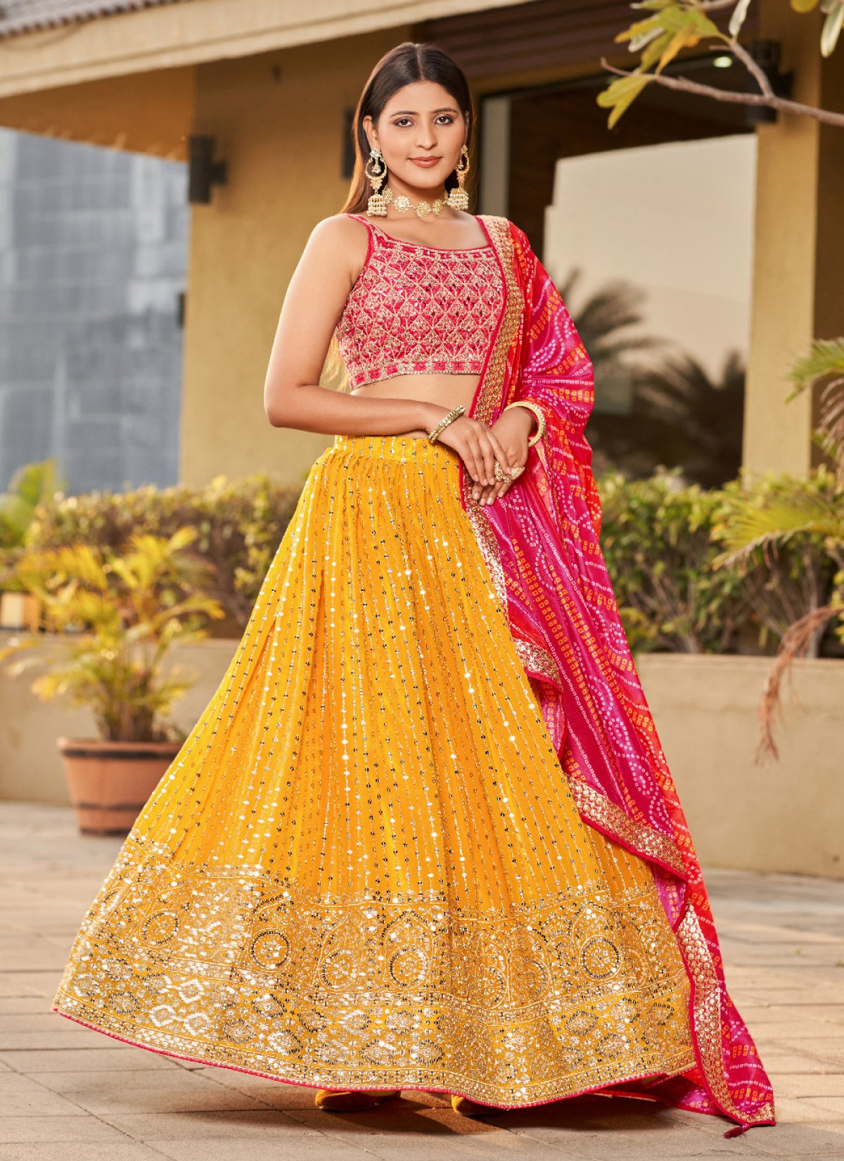 Mustard yellow lehenga choli best sale