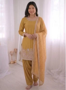 slim fit dress slacks Designer SAHIBA Yellow or Green Punjabi suit for wedding & celebration for  women – Ibaadat By Jasmine main image 1