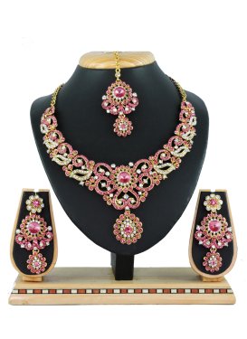 Mystic Gold Rodium Polish Alloy Necklace Set For Party
