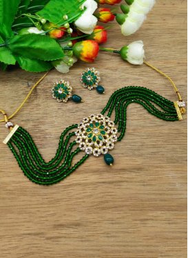 Mystic Gold Rodium Polish Beads Work Alloy Necklace Set