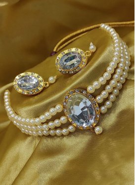 Mystic Gold Rodium Polish Beads Work Necklace Set