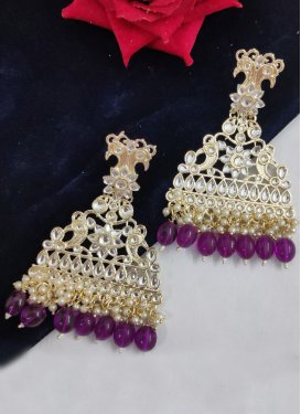 Mystic Off White and Purple Alloy Earrings