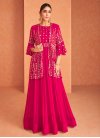 Faux Georgette Embroidered Work Jacket Style Long Length Suit - 1