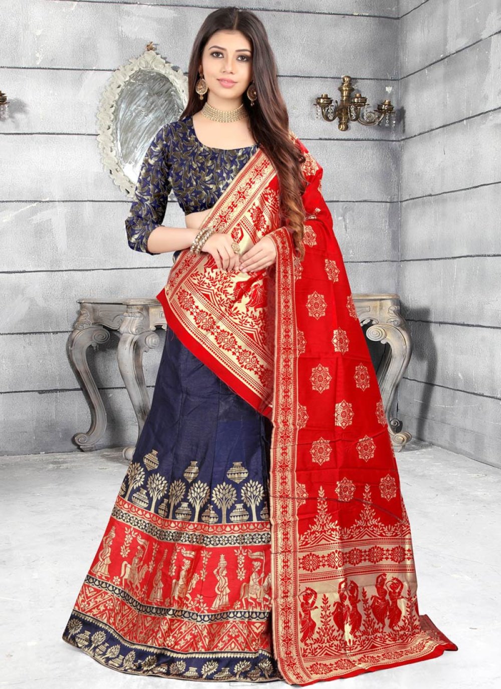 Women Oracle Wedding Exquisite Navy Blue Festive Wear Designer Lehenga  Choli at Rs 3995 in Surat