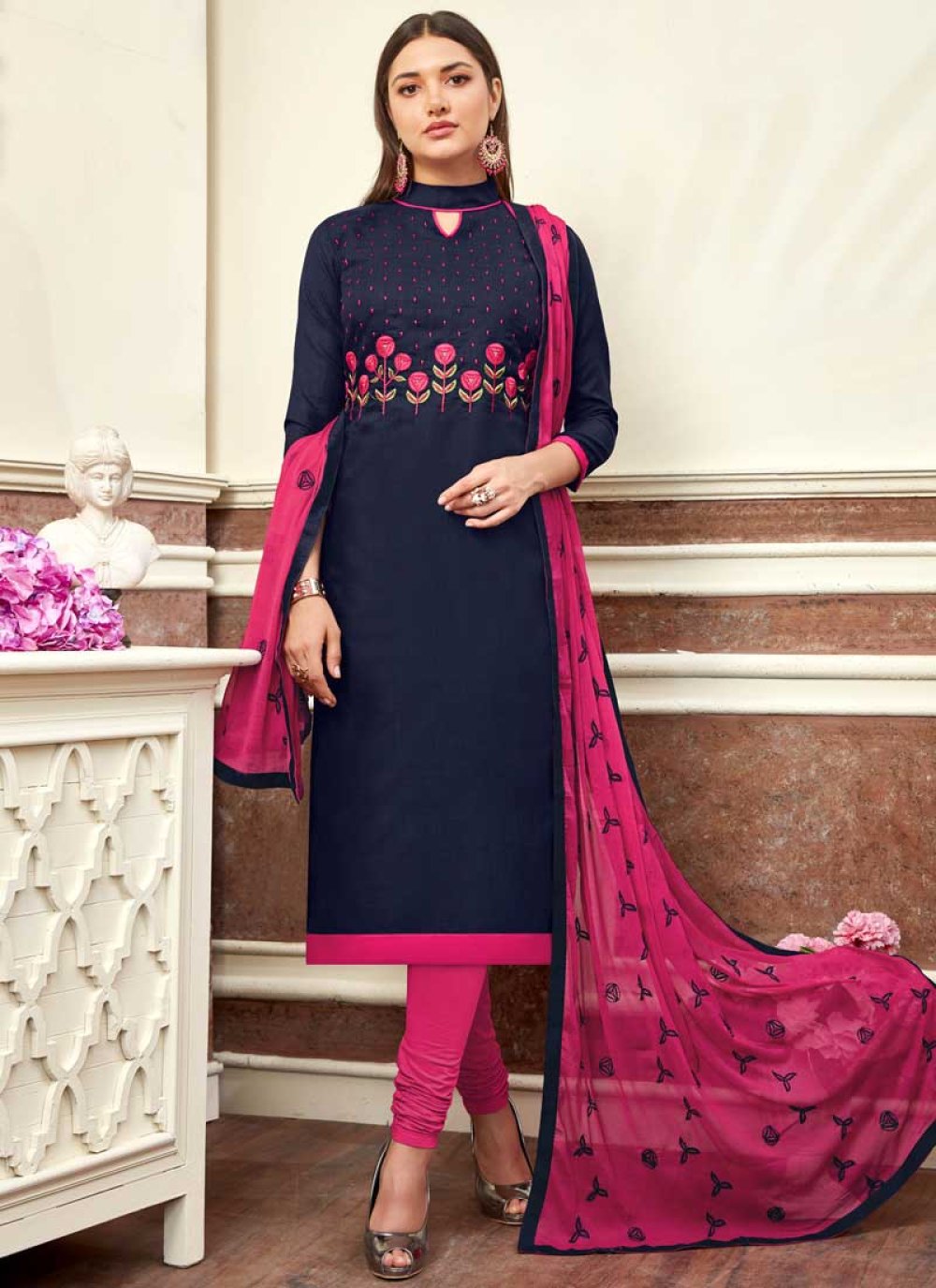 Navy blue and 2025 pink salwar suit