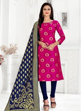 Navy Blue and Rose Pink Trendy Churidar Salwar Suit