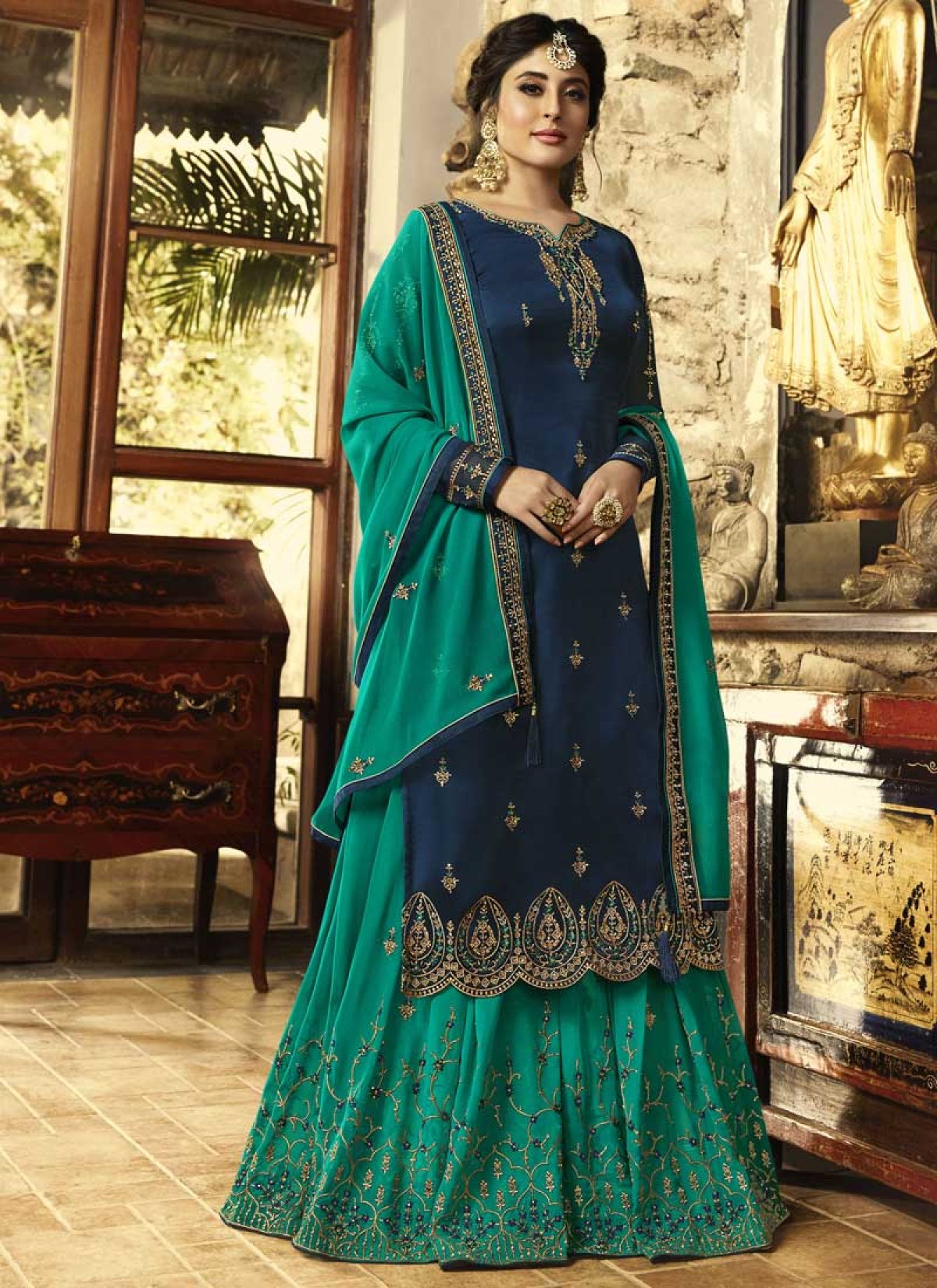 navy blue and green combination dress Elegant V-Neck Beaded Navy Blue Long Prom Dress – FancyVestido