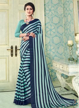 Navy Blue and Turquoise Stone Work Traditional Designer Saree
