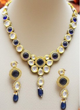 Navy Blue and White Necklace Set For Festival