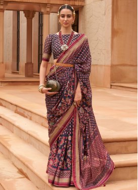 Navy Blue and Wine Trendy Saree For Festival