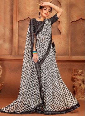 Net Black and White Trendy Designer Saree