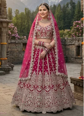 Net Embroidered Work Designer Lehenga Choli in Rose Pink