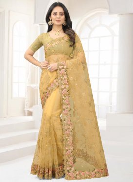 Net Embroidered Work Designer Traditional Saree