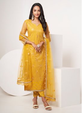 Net Embroidered Work Pant Style Classic Salwar Suit