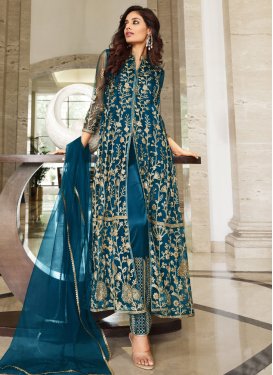 Net Embroidered Work Pant Style Designer Salwar Suit