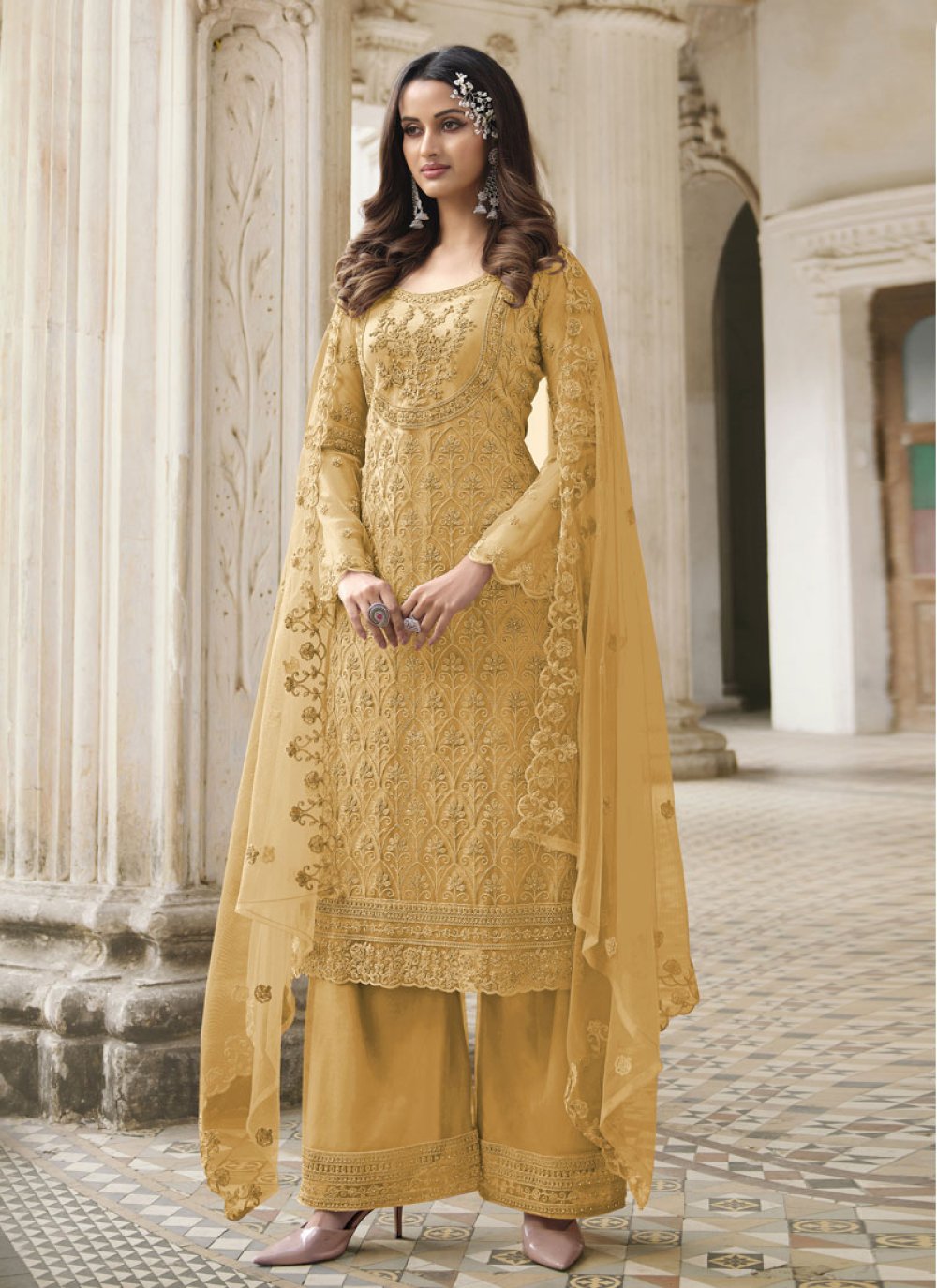 Net Palazzo Style Pakistani Salwar Suit