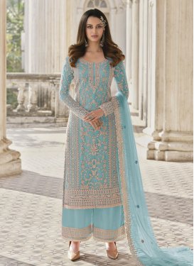 Net Palazzo Style Pakistani Salwar Suit For Ceremonial