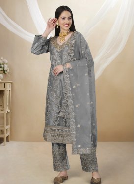 Net Pant Style Pakistani Salwar Kameez For Ceremonial