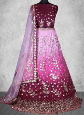 Net Pink and Purple Designer Lehenga