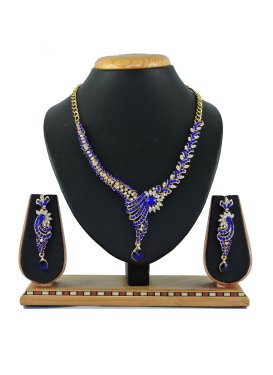 Nice Alloy Stone Work Blue and White Necklace Set