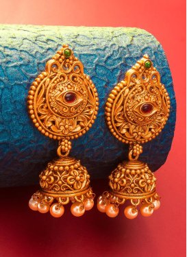 Nice Beads Work Gold Rodium Polish Alloy Earrings For Party
