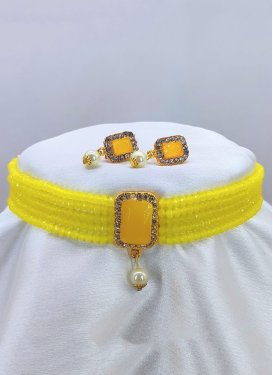 Nice Beads Work Gold Rodium Polish Necklace Set