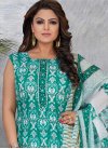 Off White and Sea Green Cotton Readymade Designer Salwar Suit - 1