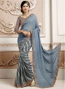 Noble Faux Georgette Half N Half Saree For Casual