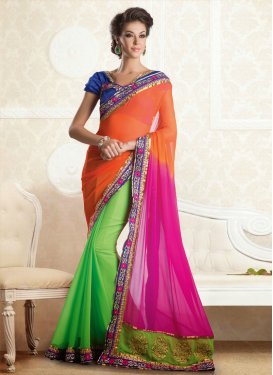 Observable Booti And Stone Work Chiffon Party Wear Saree