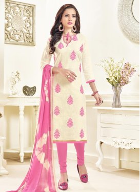 Off White and Pink Churidar Salwar Suit For Casual