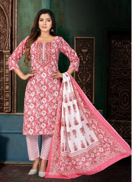 Off White and Pink Readymade Designer Salwar Suit