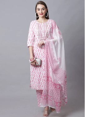 Off White and Pink Readymade Designer Salwar Suit For Ceremonial
