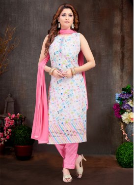 Off White and Pink Readymade Salwar Kameez For Festival