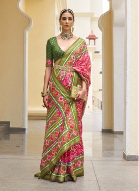Olive and Red Designer Traditional Saree For Ceremonial