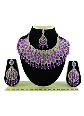 Opulent Alloy Beads Work Necklace Set For Festival