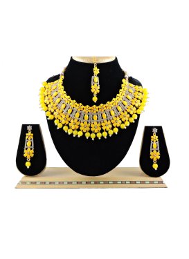 Opulent Beads Work Gold Rodium Polish Alloy Necklace Set For Festival