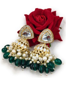 Opulent Beads Work Gold Rodium Polish Earrings