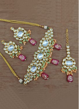 Opulent Gold Rodium Polish Beads Work Necklace Set