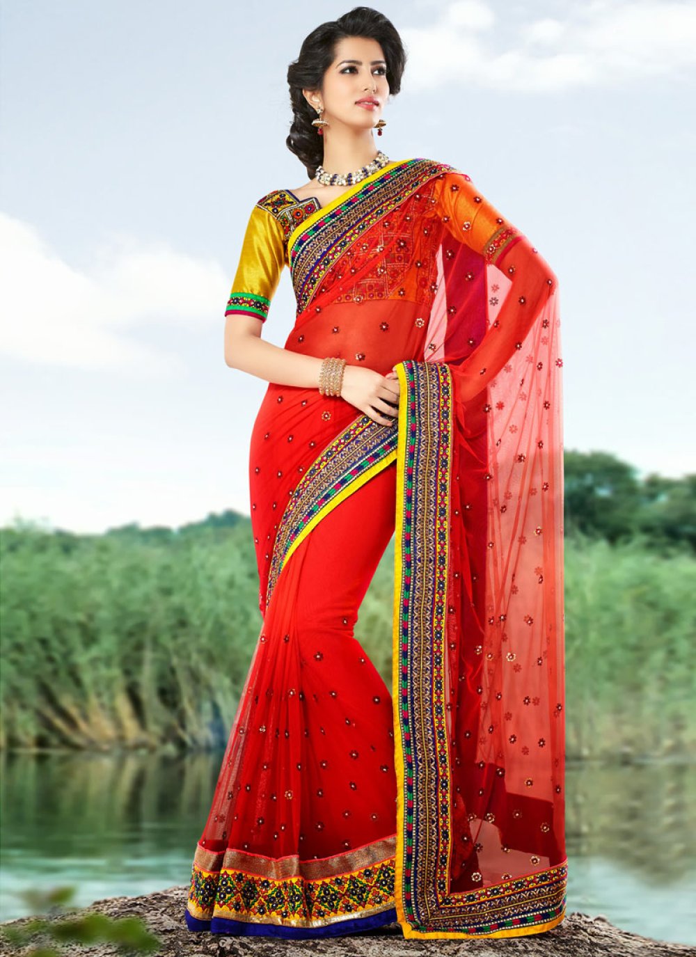 Red Color Marathi Peshwai Paithani Saree For Married Girls