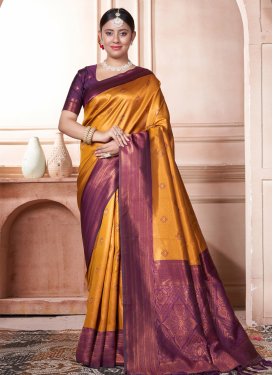 Orange and Purple Designer Traditional Saree