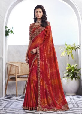 Orange and Red Traditional Designer Saree