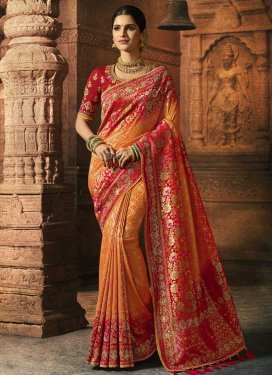 Orange and Red Traditional Saree