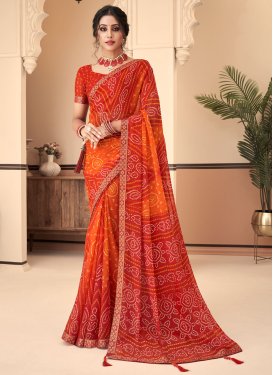 Orange and Red Trendy Classic Saree