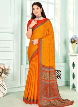 Orange and Red Trendy Classic Saree For Casual