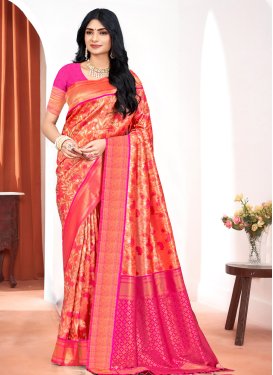 Orange and Rose Pink Traditional Designer Saree
