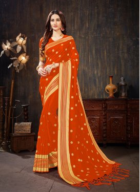 Orange Art Silk Silk Saree