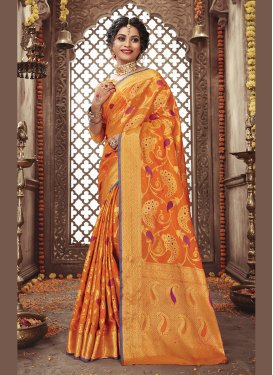 Orange Festival Art Silk Designer Traditional Saree